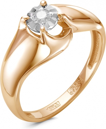 Кольцо с 1 бриллиантом из комбинированного золота (арт. 2261436)