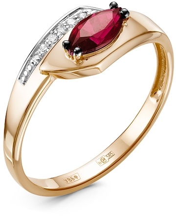 Кольцо с рубином и бриллиантами из красного золота (арт. 2270086)
