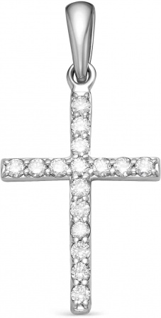 Крестик с 16 бриллиантами из белого золота (арт. 2270410)