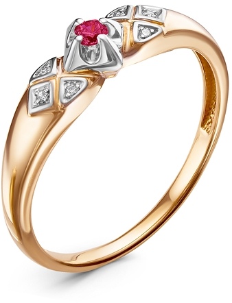 Кольцо с рубином и бриллиантами из красного золота (арт. 2270501)