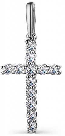 Крестик с 12 бриллиантами из белого золота (арт. 2280231)