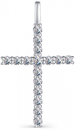 Крестик с 16 бриллиантами из белого золота (арт. 2280331)