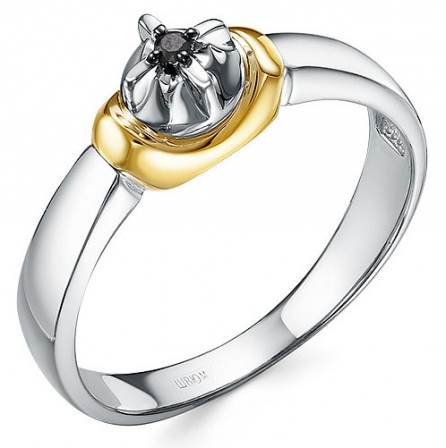 Кольцо с 1 бриллиантом из серебра с позолотой (арт. 2281942)