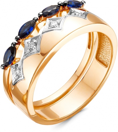 Кольцо с сапфирами и бриллиантами из красного золота (арт. 2310138)