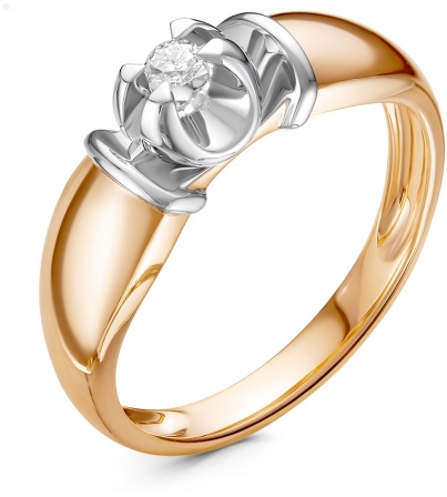 Кольцо с 1 бриллиантом из красного золота (арт. 2310252)