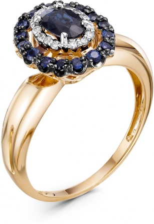 Кольцо с сапфирами и бриллиантами из красного золота (арт. 2311604)