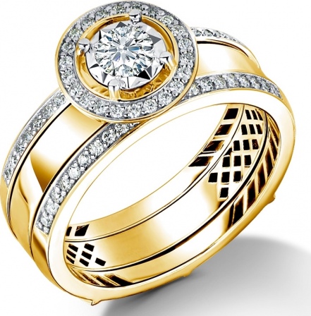 Кольцо с 65 бриллиантами из жёлтого золота (арт. 2311682)