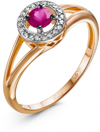 Кольцо с рубином и бриллиантами из красного золота (арт. 2312092)