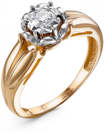 Кольцо с 1 бриллиантом из красного золота (арт. 2313741)