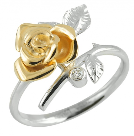 Кольцо Роза с 1 бриллиантом из комбинированного золота (арт. 2370023)
