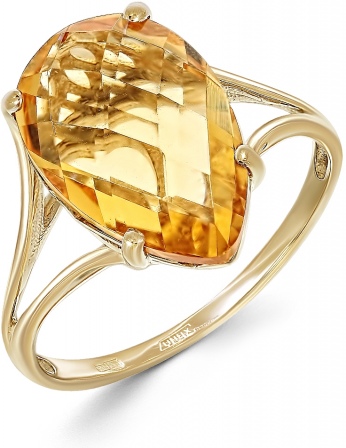 Кольцо с 1 цитрином из жёлтого золота (арт. 2381773)