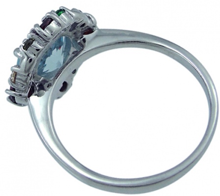Кольцо с россыпью цветных и драгоценных камней из серебра (арт. 2390502)