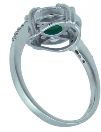 Кольцо с хризопразами и фианитами из серебра (арт. 2390888)