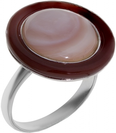 Кольцо с сердоликами и перламутром из серебра (арт. 2391065)