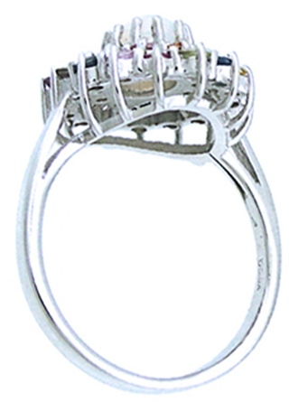 Кольцо с россыпью цветных камней из серебра (арт. 2391644)