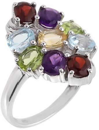 Кольцо с россыпью цветных камней из серебра (арт. 2392202)