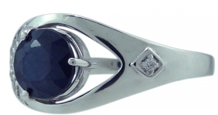 Кольцо с сапфирами и фианитами из серебра (арт. 2393488)