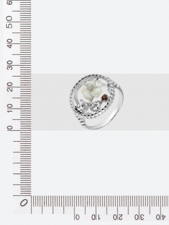 Кольцо с перламутром и фианитами из серебра (арт. 2394950)