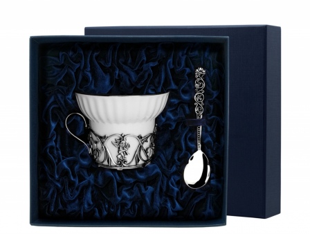Набор чашка чайная "Ангел"+ ложка из серебра (арт. 2400447)