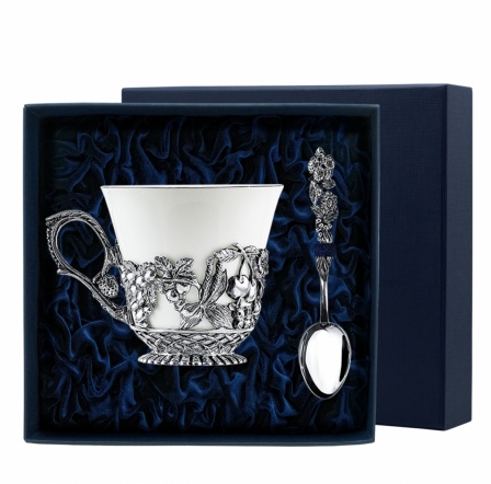 Набор чашка чайная "Натюрморт"+ ложка из серебра (арт. 2400458)