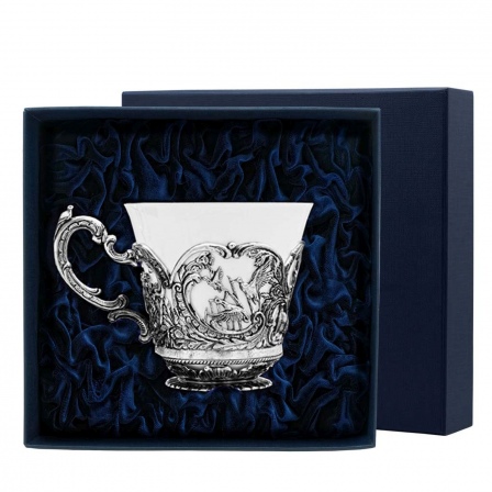 Чашка чайная "Королевская охота" из чернёного серебра (арт. 2400485)