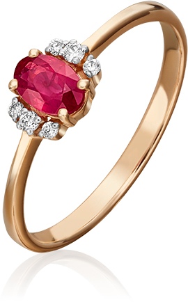 Кольцо с рубином и бриллиантами из красного золота (арт. 2442024)