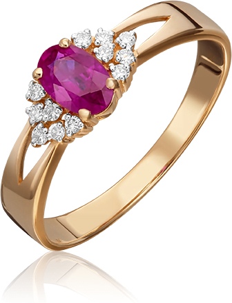 Кольцо с рубином и бриллиантами из красного золота (арт. 2442037)