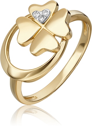Кольцо с 3 бриллиантами из комбинированного золота (арт. 2444538)