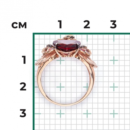 Кольцо с гранатами, эмалью и цитринами из красного золота (арт. 2447192)