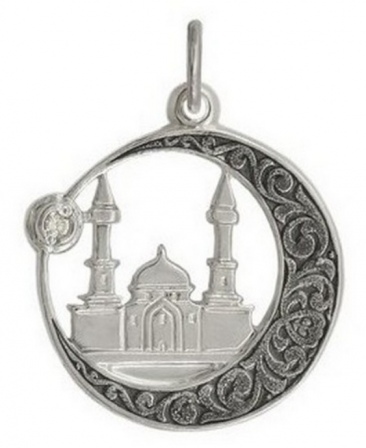 Подвеска Мусульманская с 1 фианитом из чернёного серебра (арт. 2450467)