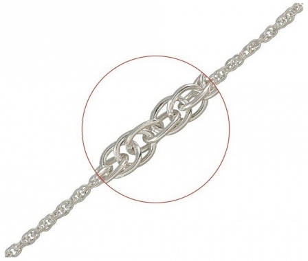 Цепочка плетения "Кордовое" из серебра (арт. 2450605)