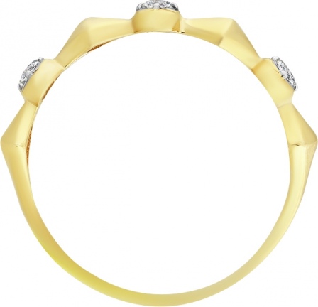 Кольцо с 3 фианитами из жёлтого золота (арт. 2462063)