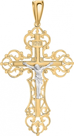 Крестик из комбинированного золота (арт. 2472151)