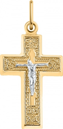 Крестик из комбинированного золота (арт. 2472166)