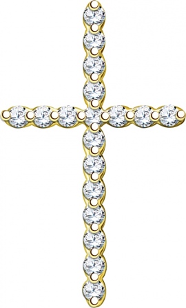 Крестик с 18 фианитами из жёлтого золота (арт. 2472852)