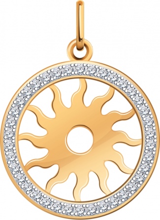 Подвеска Солнце с 39 фианитами из красного золота (арт. 2473614)