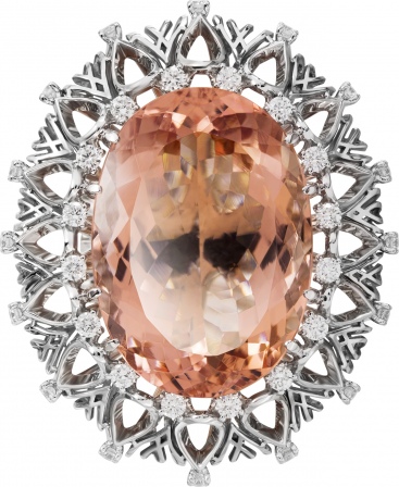 Кольцо с морганитом и бриллиантами из белого золота (арт. 2480513)