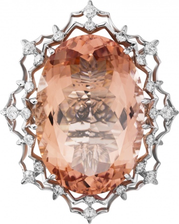 Кольцо с морганитом и бриллиантами из белого золота 750 пробы (арт. 2490533)