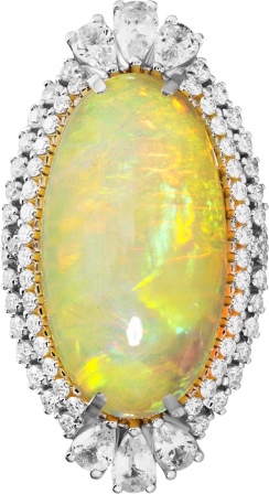 Кольцо с опалом, сапфирами и бриллиантами из белого золота (арт. 2490776)