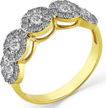 Кольцо с 46 бриллиантами из жёлтого золота (арт. 2502296)
