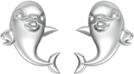 Серьги Дельфинчики из белого золота (арт. 2520012)