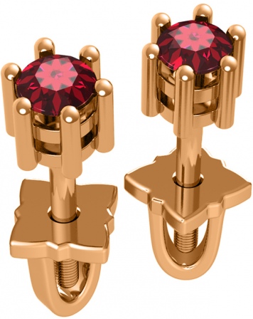 Серьги с 2 рубинами из красного золота (арт. 2520066)