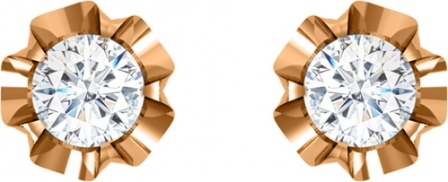 Серьги с 2 бриллиантами из красного золота (арт. 2520081)