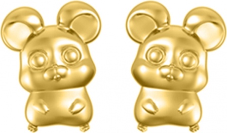 Серьги Мышки из жёлтого золота (арт. 2520114)