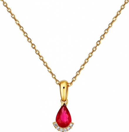 Колье Капля с рубином и бриллиантами из жёлтого золота (арт. 2530049)