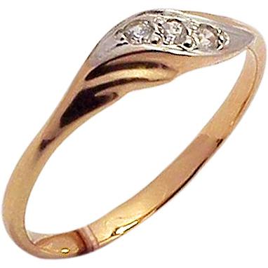 Кольцо с 3 бриллиантами из красного золота  (арт. 300166)