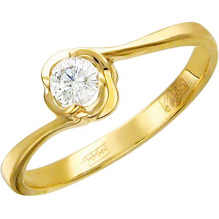 Кольцо с 1 бриллиантом из жёлтого золота  (арт. 300471)