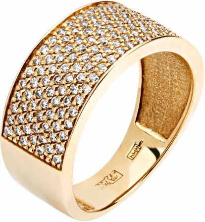 Кольцо с 130 бриллиантами из жёлтого золота 750 пробы (арт. 300486)