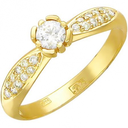 Кольцо с 21 бриллиантами из жёлтого золота 750 пробы (арт. 300571)
