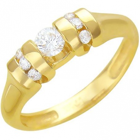 Кольцо с 7 бриллиантами из жёлтого золота 750 пробы (арт. 300579)